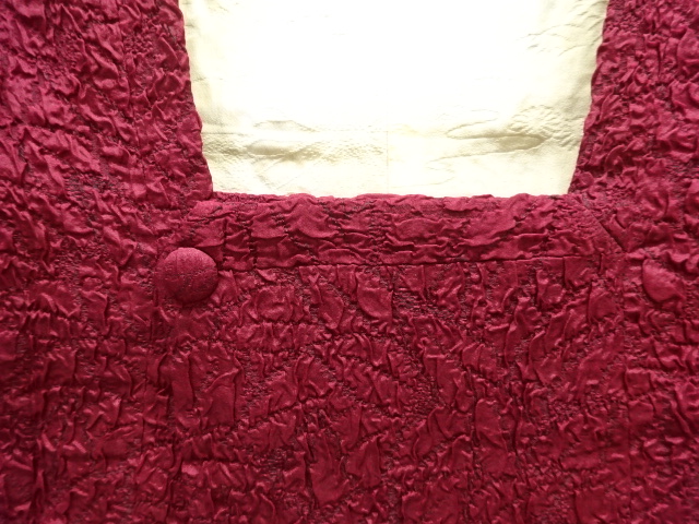  大正ロマン　ふくれ織葉模様織出し道行コート